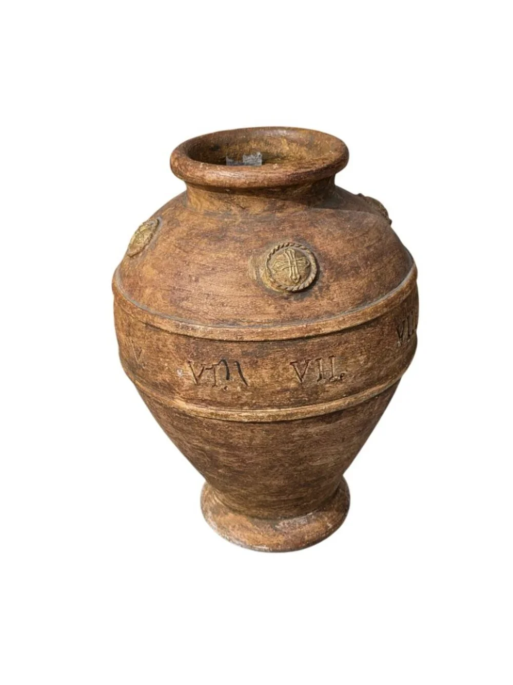 Antique Tuscan Terracotta Olive Oil Jar/Planter with Roman numerals Symbols 1-10